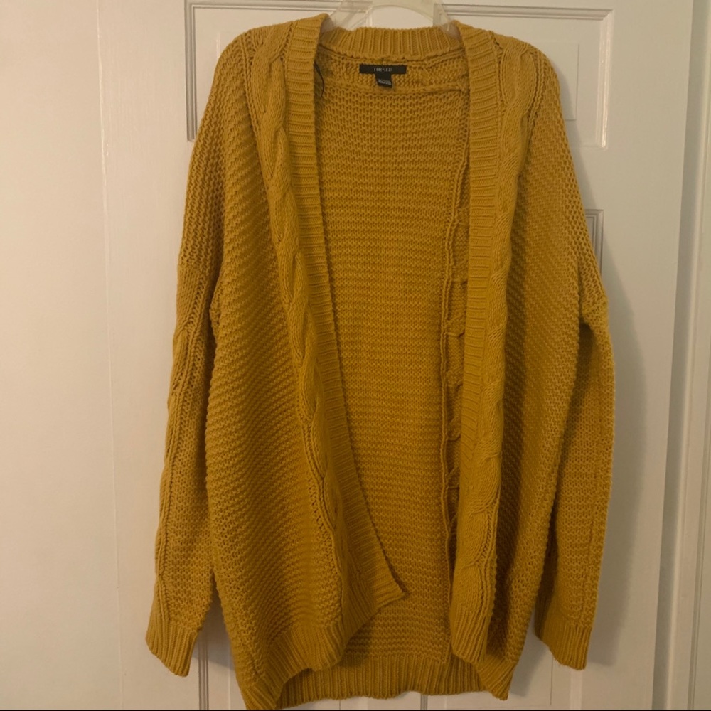 Mustard yellow soft cardigan with twist detail